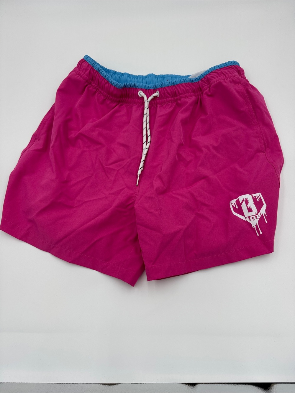 Baseball Lifestyle 101 Pro Series Shorts Magenta Swim trunks with Blue Waistband